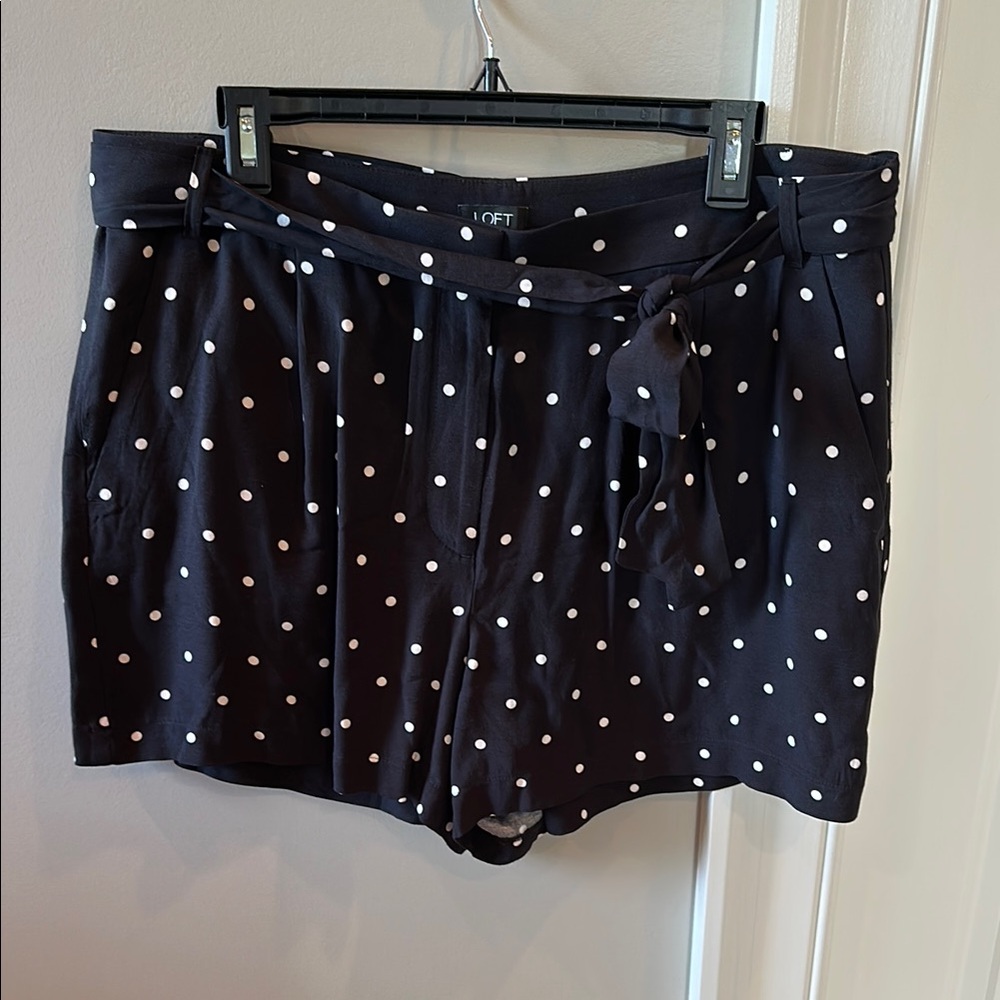LOFT Black Dress Shorts with White Dots